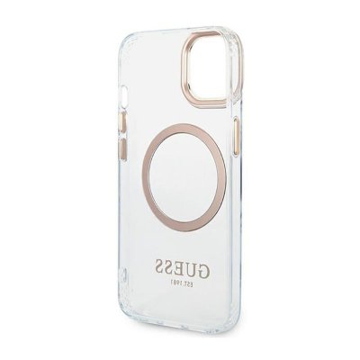 Guess Metal Outline Magsafe - Etui iPhone 14 Plus (przezroczysty / złoty)