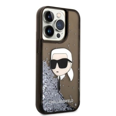 Karl Lagerfeld Liquid Glitter NFT Karl&#039;s Head - Etui iPhone 14 Pro Max (czarny)
