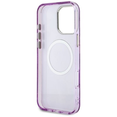 Guess Glitter Flowers Triangle Buttons MagSafe - Etui do iPhone 16 Pro Max (fioletowy)