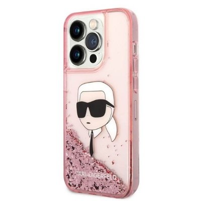 Karl Lagerfeld Liquid Glitter NFT Karl&#039;s Head - Etui iPhone 14 Pro Max (różowy)