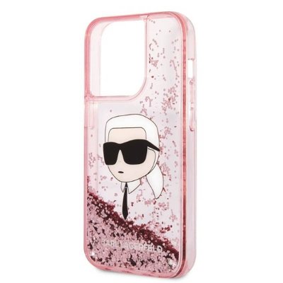 Karl Lagerfeld Liquid Glitter NFT Karl&#039;s Head - Etui iPhone 14 Pro Max (różowy)