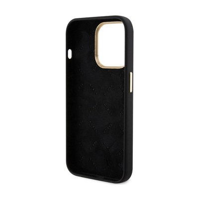 Guess Silicone Script Metal Logo & Frame - Etui iPhone 15 Pro Max (czarny)