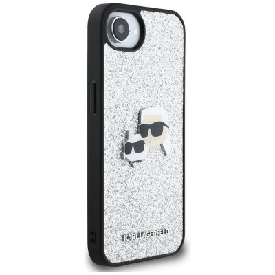 Karl Lagerfeld Fixed Glitter Karl & Choupette Heads Metal Pin - Etui do iPhone 16e (srebrny)