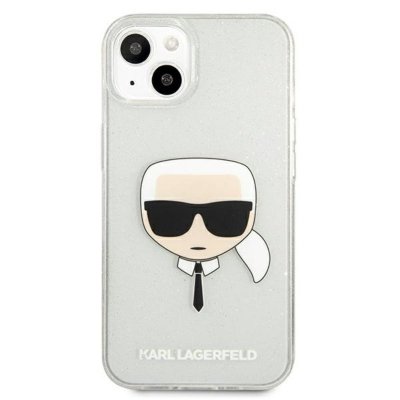 Karl Lagerfeld Karl&#039;s Head Glitter - Etui iPhone 13 mini (srebrny)