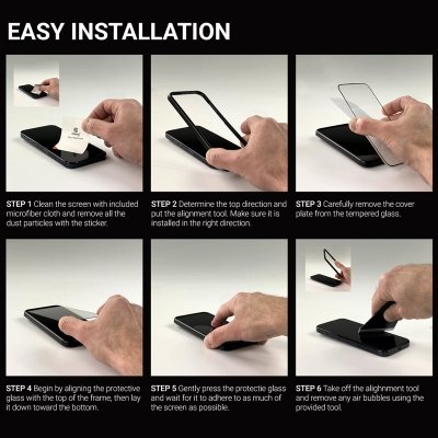 Crong Anti-Bacterial 3D Armour Glass - Szkło hartowane 9H Full Glue do iPhone 16 / iPhone 15 + ramka instalacyjna