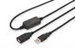 Digitus Kabel przedłużający USB 2.0 HighSpeed Typ USB A/USB A M/Ż aktywny, czarny 10m 