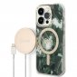 Guess Bundle Pack MagSafe IML Jungle - Zestaw etui + ładowarka MagSafe iPhone 14 Pro (khaki/złoty) 