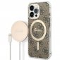Guess Bundle Pack MagSafe 4G - Zestaw etui + ładowarka MagSafe iPhone 13 Pro (brązowy/złoty) 