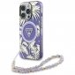 Guess Palm Trees Triangle Pearl Strap MagSafe - Etui do iPhone 16 Pro (fioletowy) 