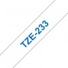 Taśma Brother TZE-233. niebieski druk/biały podkład. laminowane. 8m. 12mm TZE233