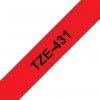 Taśma Brother TZE-431, czarny druk/czerwony podkład, laminowane, 8m, 12mm
