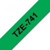 Taśma Brother TZE-741, czarny druk/zielony podkład, laminowane, 8m, 18mm