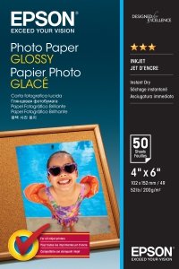 Epson Photo Paper Glossy, foto papier, połysk, biały, 10x15cm, 200 g/m2, 50 szt., C13S042547, atrament