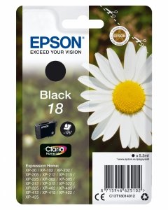 Tusz EPSON C13T18014012, T180140, black, 5,2ml, Epson Expression Home XP-102, XP-402, XP-405, XP-302