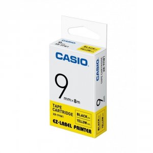 Casio oryginalna taśma do drukarek etykiet. Casio. XR-9YW1. czarny druk/żółty podkład. nielaminowany. 8m. 9mm XR-9YW1