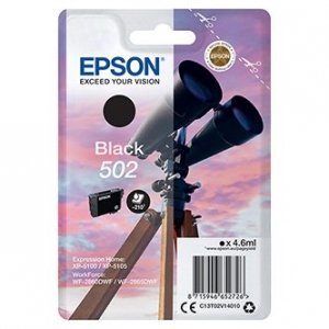 Epson oryginalny tusz C13T02V14020, T02V140, 502, black, 210s, 4.6ml, Epson XP-5100, XP-5105, WF-2880dwf, WF2865dwf C13T02V14020