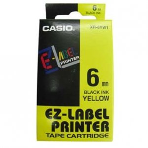 Casio oryginalna taśma do drukarek etykiet. Casio. XR-6YW1. czarny druk/żółty podkład. nielaminowany. 8m. 6mm XR-6YW1