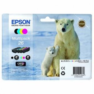 Tusz EPSON C13T26164020. T261640. CMYK. 3x4.5/6.2ml. Epson Expression Premium XP-800. XP-700. XP-600 C13T26164020