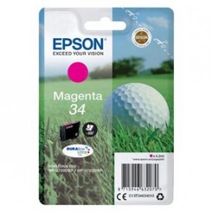 Epson oryginalny tusz C13T34634010, T346340, magenta, 4.2ml, Epson WF-3720DWF, 3725DWF C13T34634010