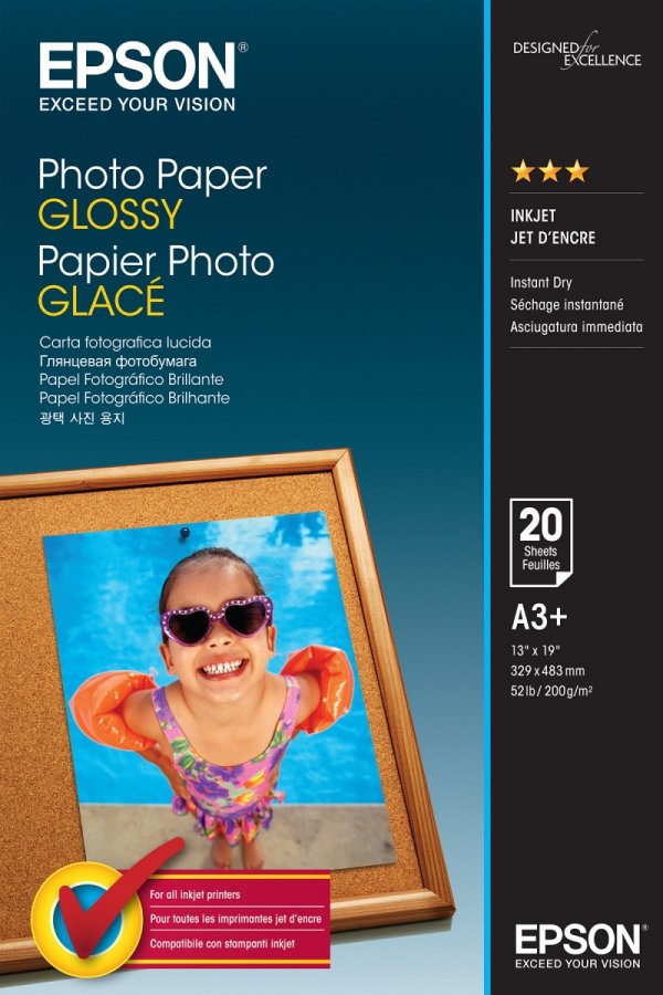 Epson Photo Paper Glossy, foto papier, połysk, biały, A3+, 200 g/m2, C13S042535, do drukarek atramentowych