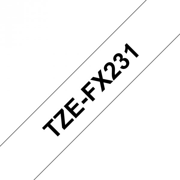 Taśma Brother TZE-FX231, czarny druk/biały podkład, laminowane, 8m, 12mm, flexibilnĂ­