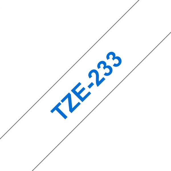 Taśma Brother TZE-233. niebieski druk/biały podkład. laminowane. 8m. 12mm TZE233