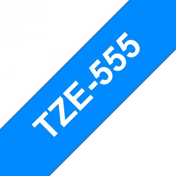Taśma Brother TZE-555. biały druk/niebieski podkład. laminowane. 8m. 24mm TZE555
