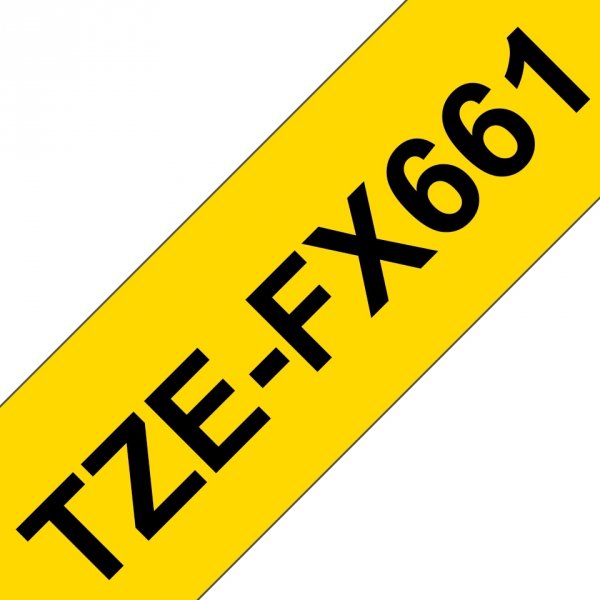 Taśma Brother TZE-FX661. czarny druk/żółty podkład. laminowane. 8m. 36mm. flexibilnĂ­ TZEFX661
