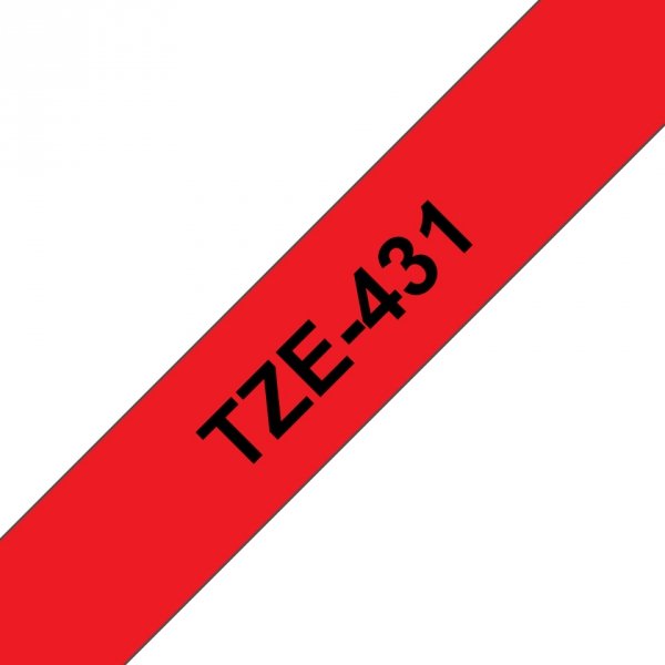 Taśma Brother TZE-431, czarny druk/czerwony podkład, laminowane, 8m, 12mm