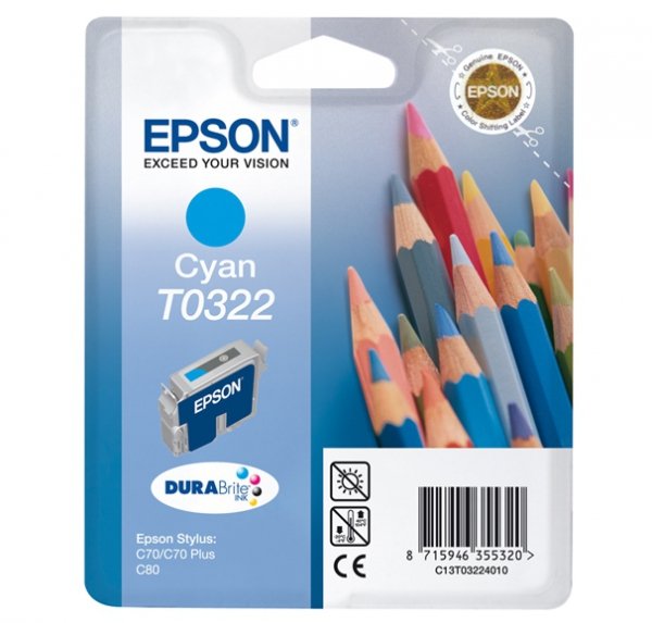 Tusz EPSON C13T032240. cyan. 420s. 16ml. Epson Stylus Color C80. C70 C13T03224010