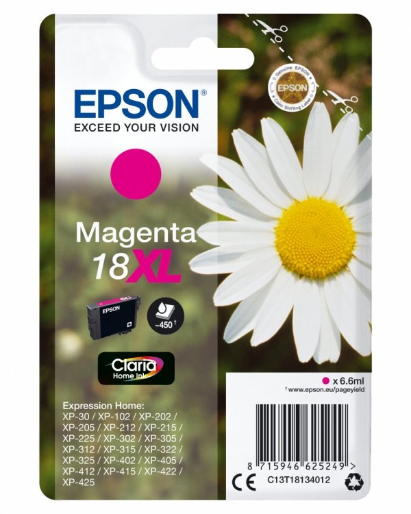 Tusz EPSON  C13T18134022, T181340, 18XL, magenta, 6,6ml, Epson Expression Home XP-102, XP-402, XP-405, XP-302 C13T18134022