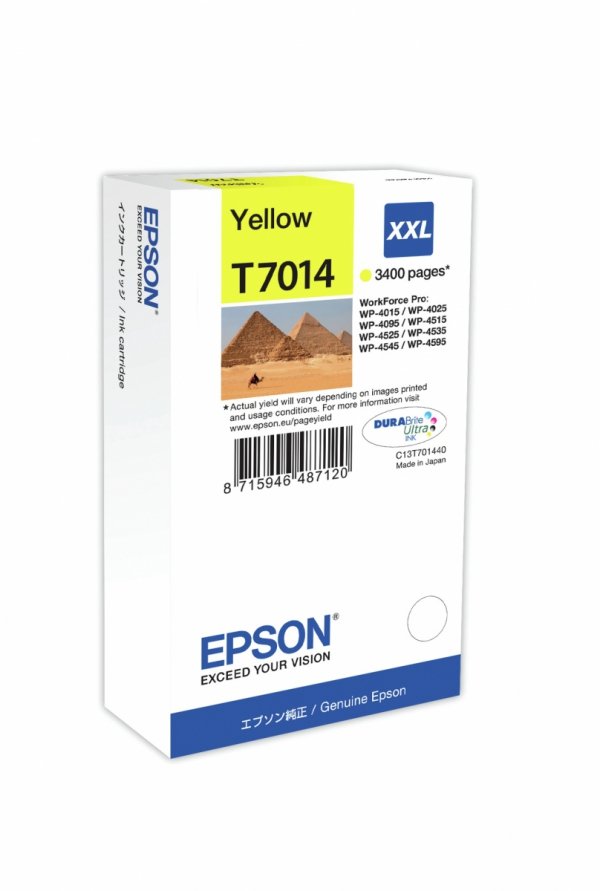 Tusz EPSON C13T70144010. XXL. yellow. 3400s. Epson WorkForce Pro WP4000. 4500 series C13T70144010