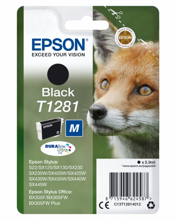 EOL - wycofany z oferty - Tusz EPSON  C13T12814022, T1281, black, 5,9ml, Epson Stylus S22, SX125, 420W, 425W, Stylus Office BX305 C13T12814022