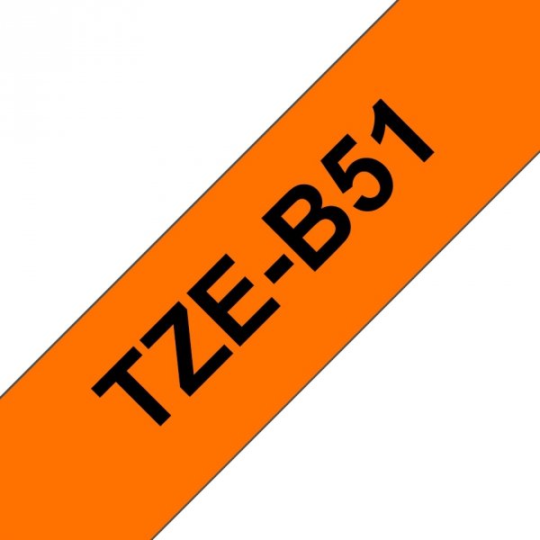 Taśma Brother TZE-B51. czarny druk/jaskrawopomaranczowy podkład. laminowane. 5m. 24mm TZEB51