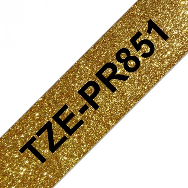 Taśma Brother TZE-PR851, czarny druk/złoty podkład, laminowane, 8m, 24mm TZEPR851