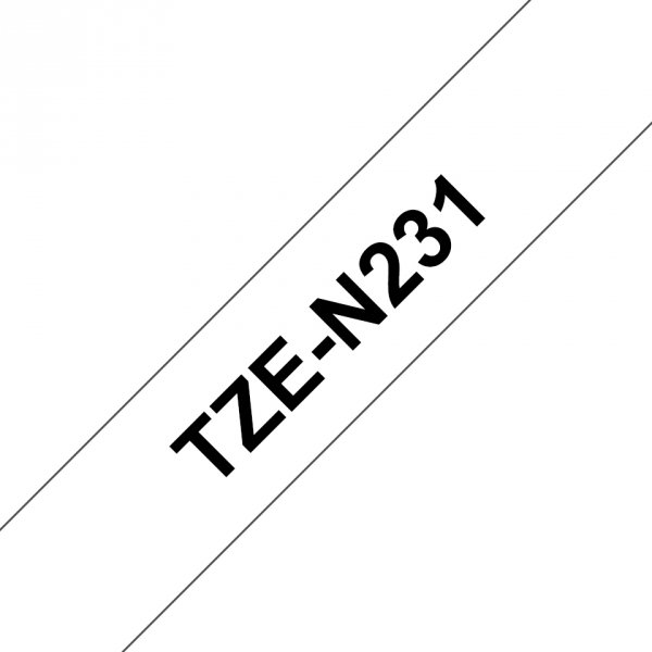 Taśma Brother TZE-N231. czarny druk/biały podkład. nielaminowany. 8m. 12mm TZEN231