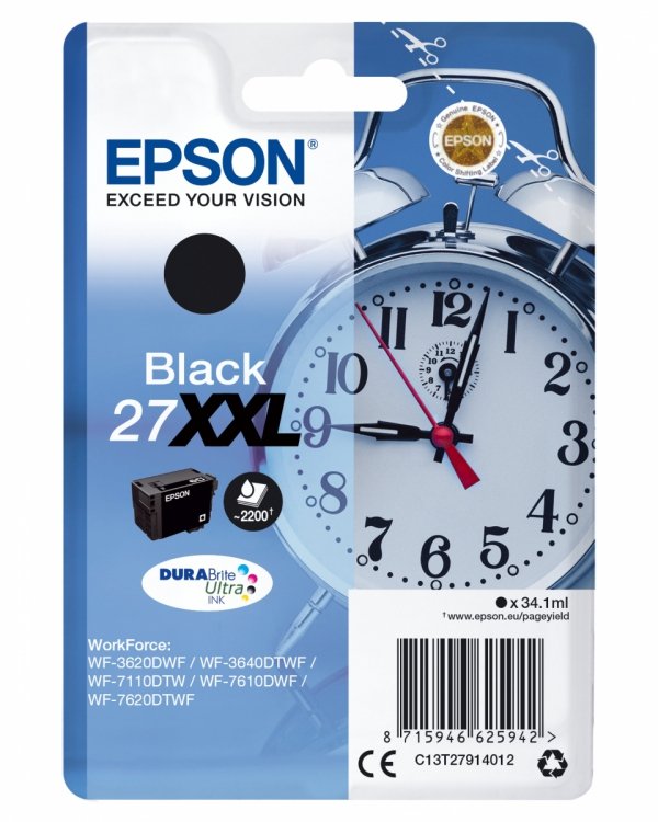 Tusz EPSON C13T27914012, 27XXL, black, 34,1ml, Epson WF-3620, 3640, 7110, 7610, 7620