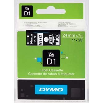 Taśma Dymo 53721. S0721010. biały druk/czarny podkład. 7m. 24mm. D1 53721