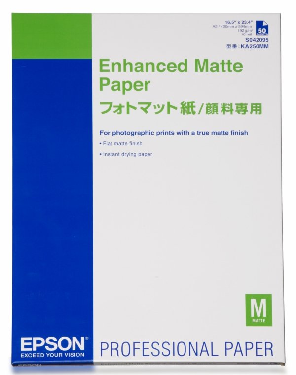 Epson Enhanced Matte Paper, biała, 50, szt. szt., C13S042095, do drukarek atramentowych, A2, A2, 192 g/m2
