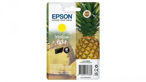 Tusz EPSON C13T10G44010, T10G440, 604, yellow, 2.4ml, Epson XP-2200, XP-3200, XP-4200, WF-2930DWF, WF-2950DWF