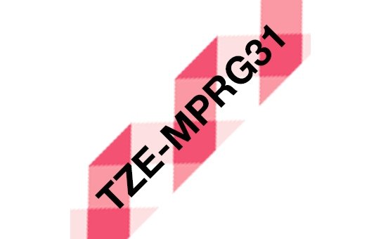 Taśma Brother TZE-MPRG31, czarny druk/biały podkład, 4m, 12mm, ÄŤervenĂ˝ vzor gingham TZEMPRG31