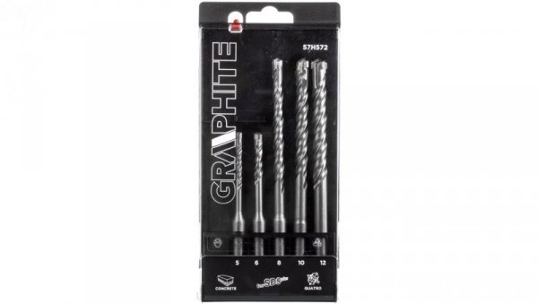 Zestaw wierteł do betonu SDS+ quatro 5, 6 x 110 mm + 8, 10, 12 x 160mm /zestaw 5szt./ 57H572