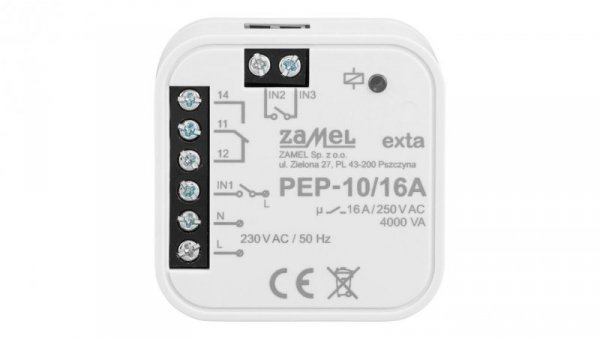Moduł przekaźnika bezpotencjałowego dopuszkowy 16A 230V PEP-10/16A EXT10000320