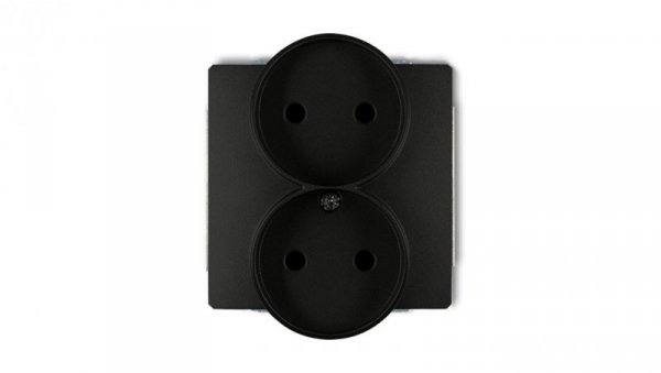 DECO Gniazdo podwójne b/u czarny mat 12DGPR-2p