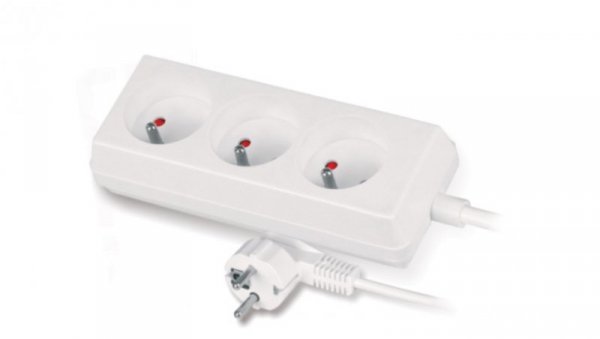 Przedłużacz 3-gniazda z/u 10A 3m /OMY 3x1/ biały PS-370