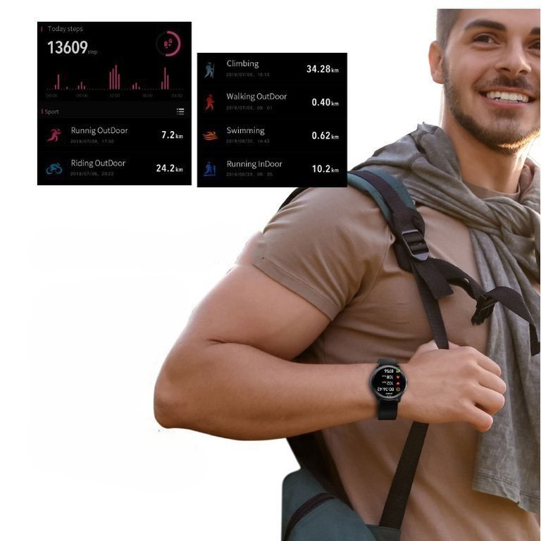 SMARTWATCH MĘSKI G. Rossi G.RSWSF1-6F1-1 blue/black + dodatkowy PASEK (sg003d)