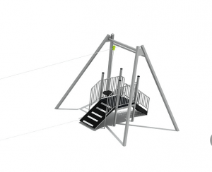 Zjazd linowy z siedziskiem – zestaw tyrolka 24 m na plac zabaw 01