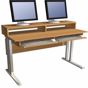 Biurko komputerowe 2-osobowe z wysuwaną półką