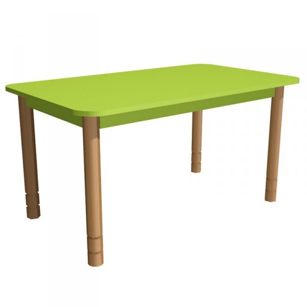 stolik przedszkolny drewniany prostokątny, stolik na drewnianych nogach, stolik drewniany, stolik przedszkolny, stół do przedszkola, stolik przedszkolny regulowany, stół przedszkolny z regulacją