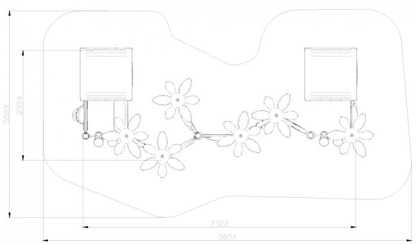 Rysunek techniczny zestawu Panele Edukacyjne 01 z wymiarami 720×380×230 cm